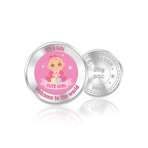 20gm GGC Cute Baby Girl Silver Color Coin 24k (999.9)