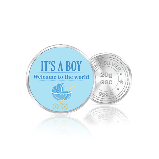 20gm GGC Baby Boy Welcome Silver Color Coin 24k (999.9)