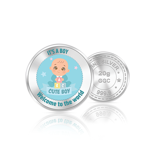 20gm GGC Cute Baby Boy Silver Color Coin 24k (999.9)