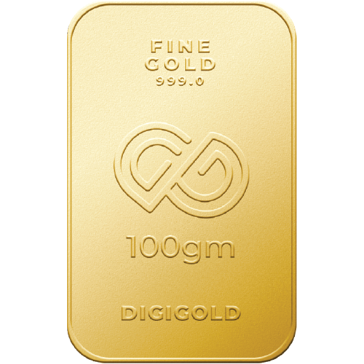 DG 100 Gram Gold Casted Bar 24k (99.9%)